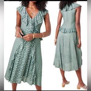 Anthropologie Women's Sage Lace Midi Dress Size 0